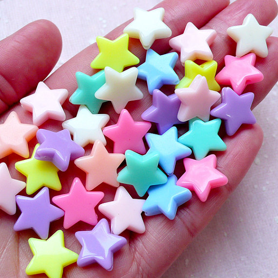 600pcs Acrylic Star Beads(14mm/Assorted Candy Color Mix Plastic